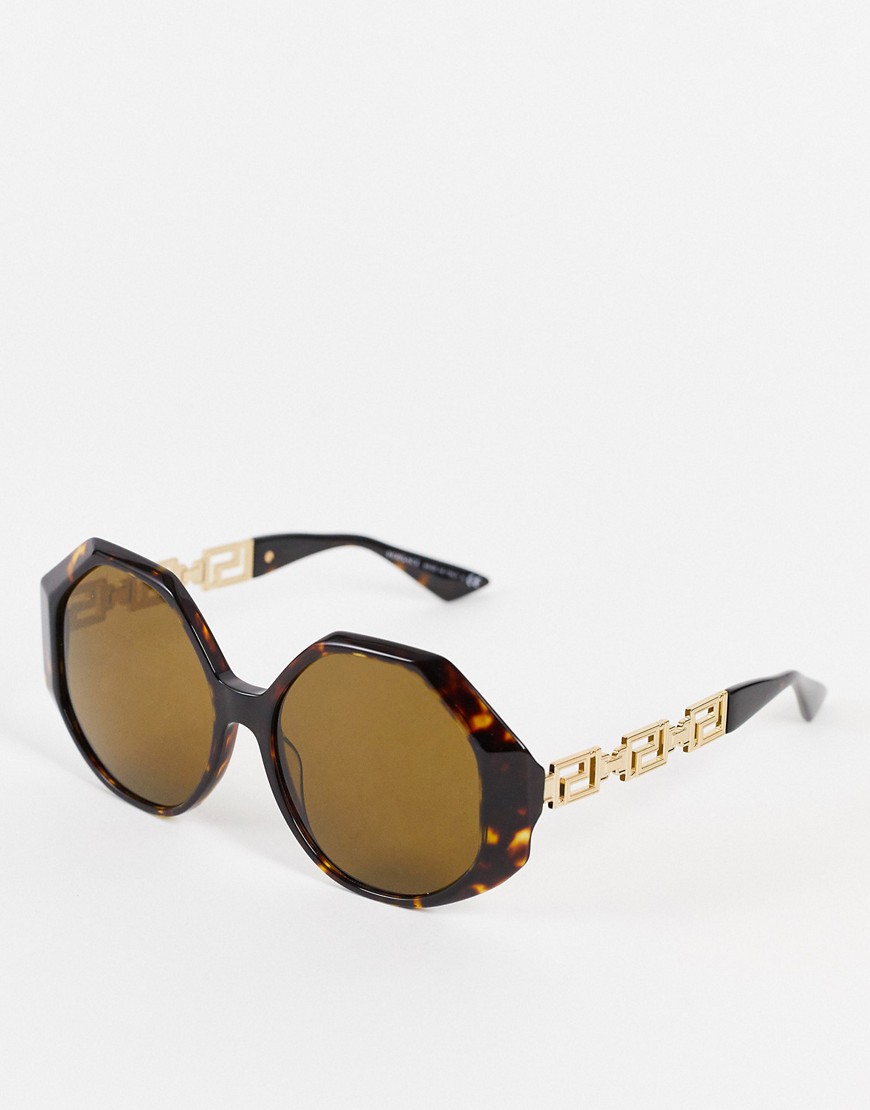 Versace - Oversized ronde zonnebril voor dames in bruin 0VE4395