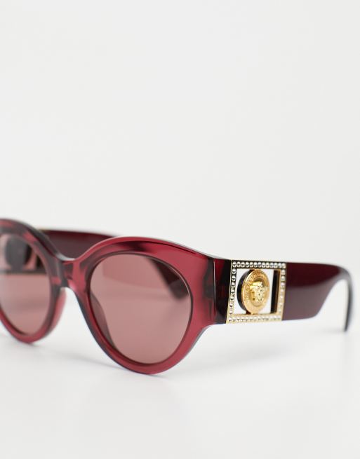 Versace oversized round sunglasses in red | ASOS display picture 2