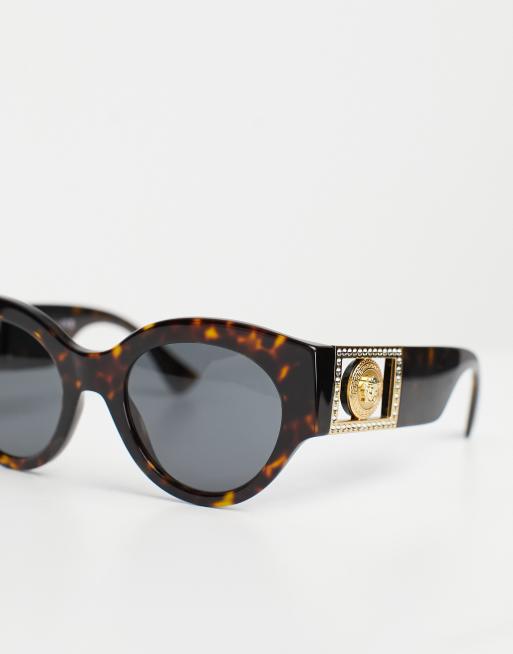 Versace - Oversized runde solbriller med brunt skildpaddemønster, 2 af 4
