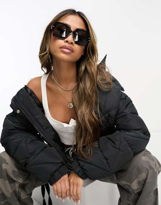 Versace oversized square sunglasses in black | ASOS display picture 3