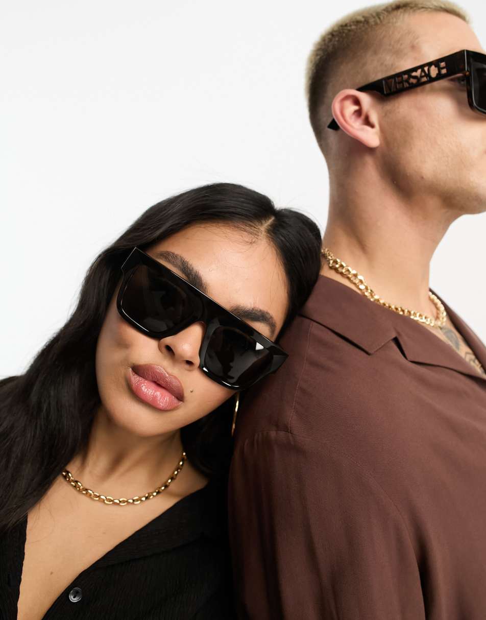 Versace oversized square sunglasses in brown