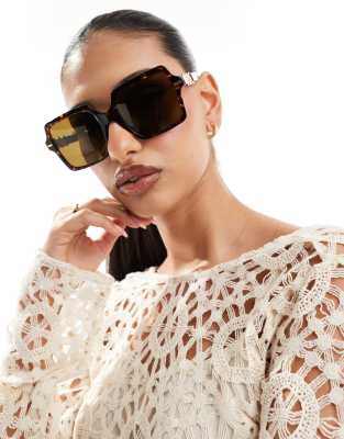 Versace oversized square sunglasses in tortoiseshell