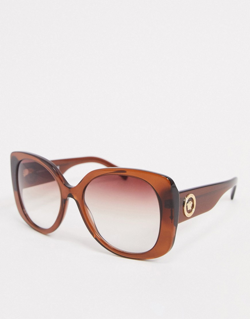Versace - Oversized zonnebril met vierkant montuur in bruin 0VE4387