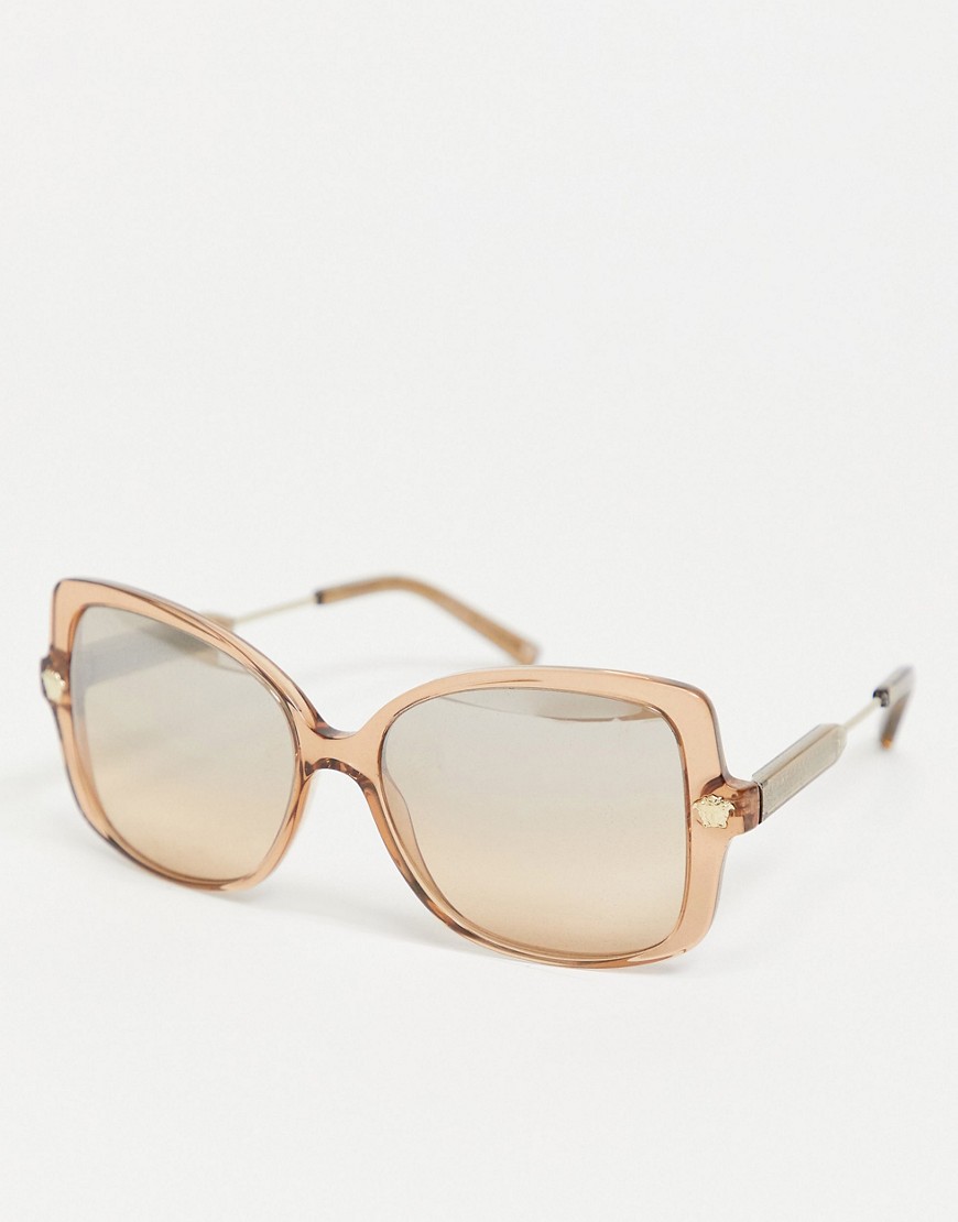 Versace - Oversized zonnebril met vierkant montuur in bruin 0VE4390