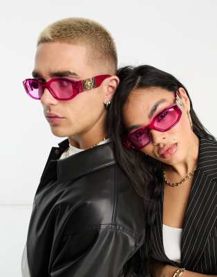Versace rectangle festival sunglasses in pink - ASOS Price Checker