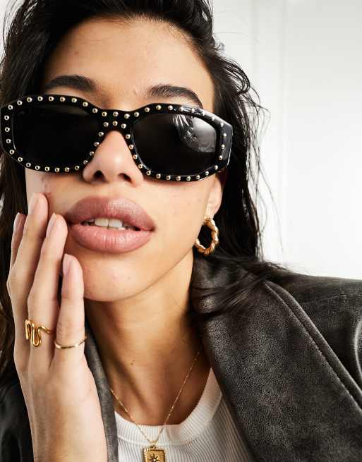 Versace black store studded sunglasses