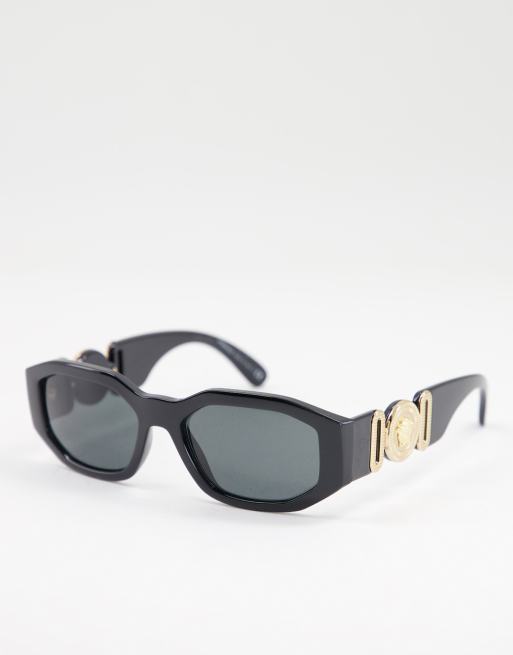 Versace Women's Black Rectangular Framed Sunglasses