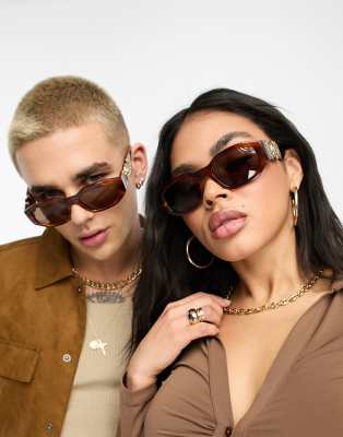 Beautiful brown tortoise Versace trendy angular sunglasses ? Versace VE4504D L (56 - 18) with Brown lenses and Brown  main image 4