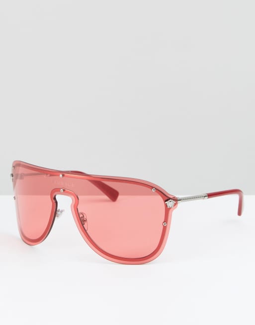 Versace shield sunglasses in pink ASOS