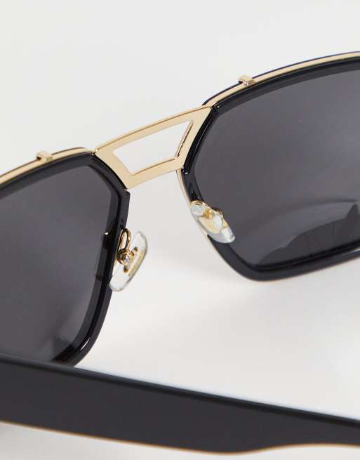 Versace - Sorte aviator-solbriller med guldfarvede metaldetaljer, 4 af 4