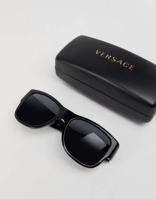 小物 VERSACE Square Wrap Sunglasses Black Versace Sunglasses Black Medusa Gold Square Biggie MOD VE