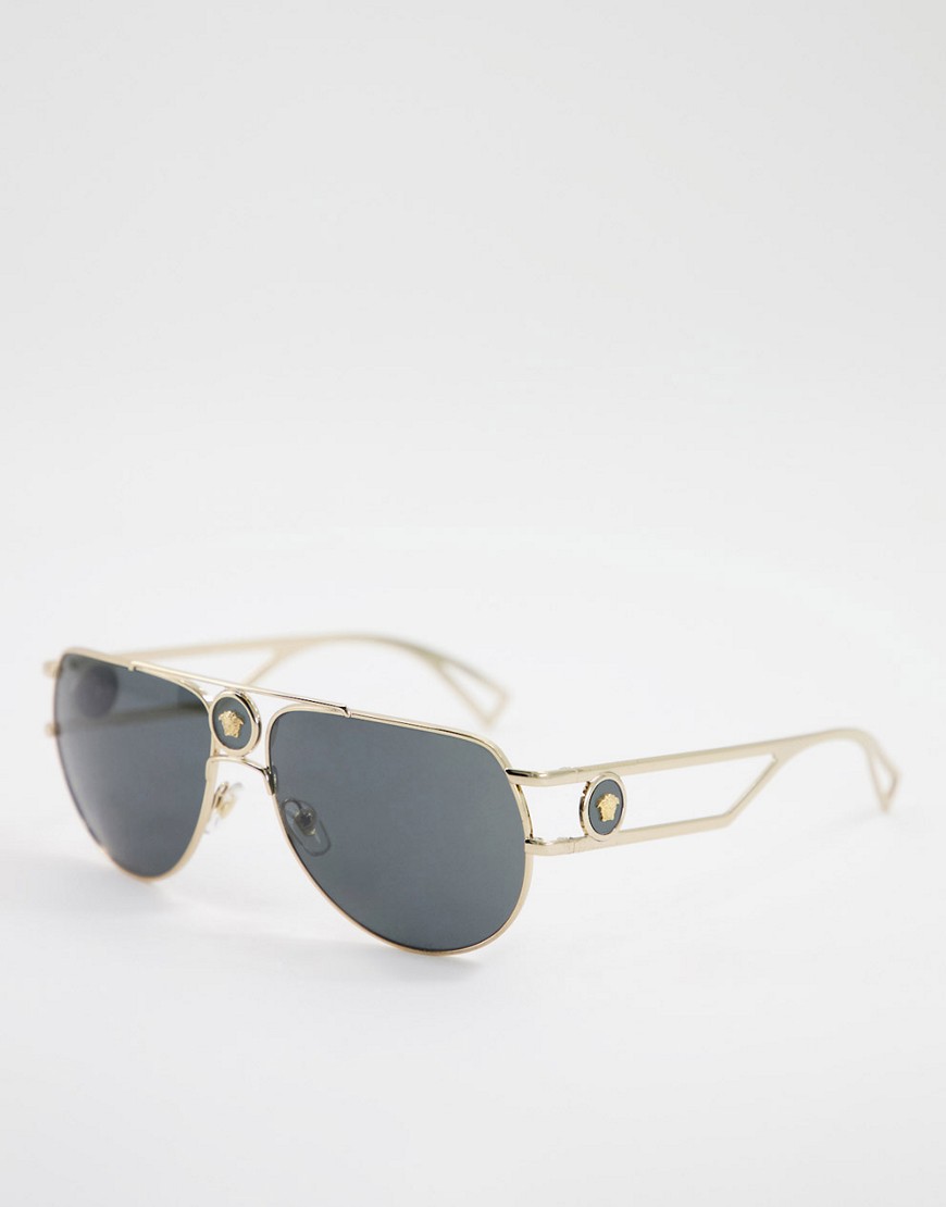 Versace unisex aviator sunglasses in gold 0VE2225