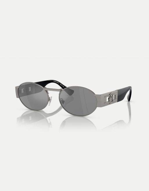 Versace - ve2264 - Occhiali da sole ovali color grigio opaco con lenti argento a specchio