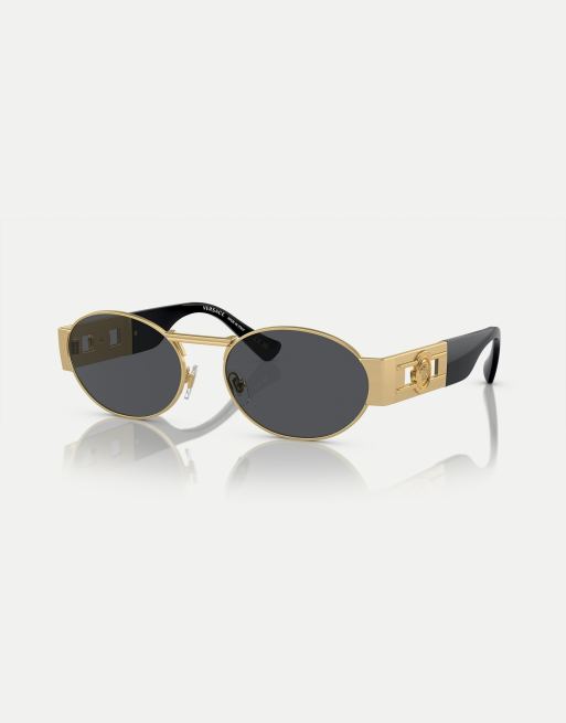 Versace - ve2264 - Occhiali da sole ovali color oro opaco con lenti grigie
