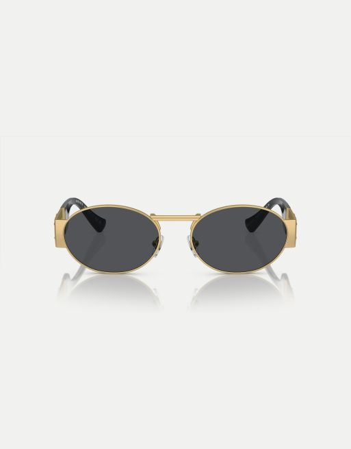 Versace – Ve2264 – Ovale Sonnenbrille in Mattgold mit Gläsern in Grau , 3 von 4
