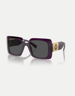 Versace - Ve4405 - Rechteckige Sonnenbrille in Violett mit Gläsern in Grau-Lila