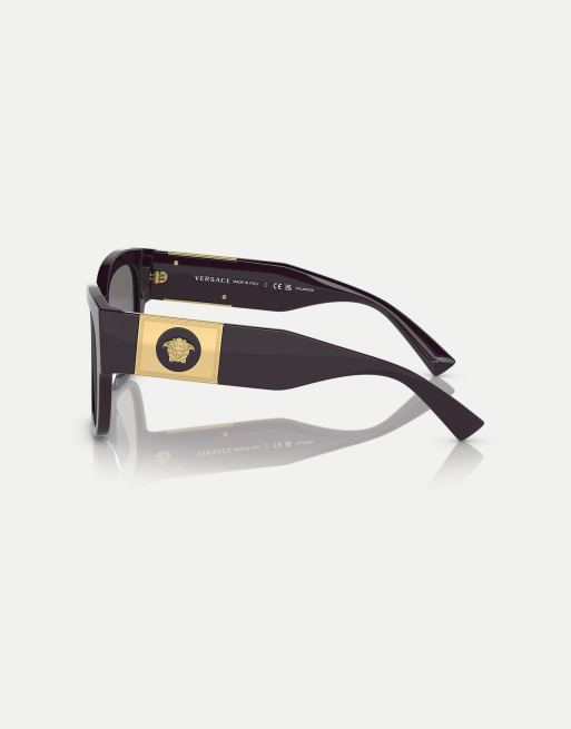 Versace - VE4437 - Lunettes de soleil rectangulaires à verres gris polarisés - Bordeaux, 2 de 4