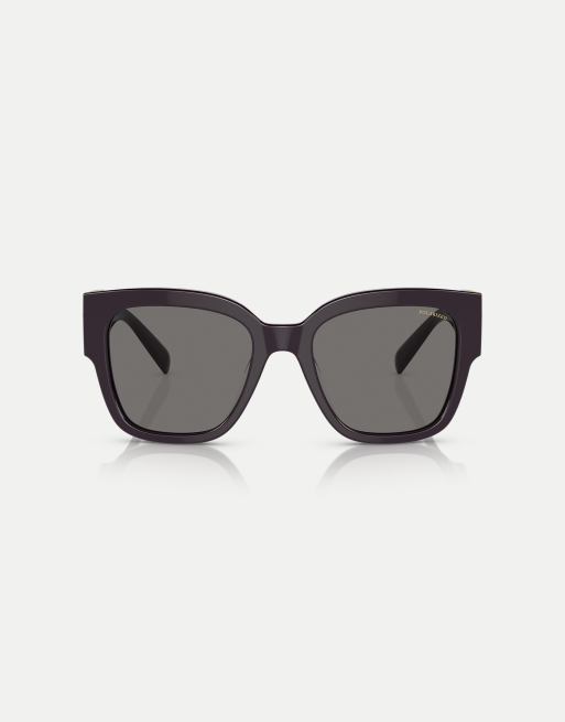 Versace - VE4437 - Lunettes de soleil rectangulaires à verres gris polarisés - Bordeaux, 3 de 4