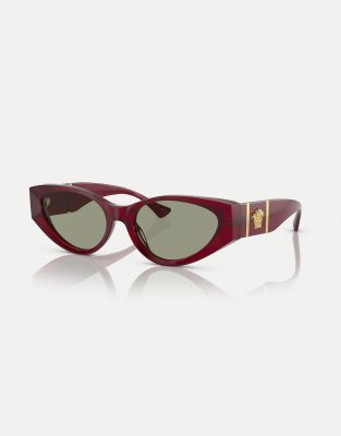 Versace - Ve4454 - Cat-Eye-Sonnenbrille in Rot mit grünen Gläsern