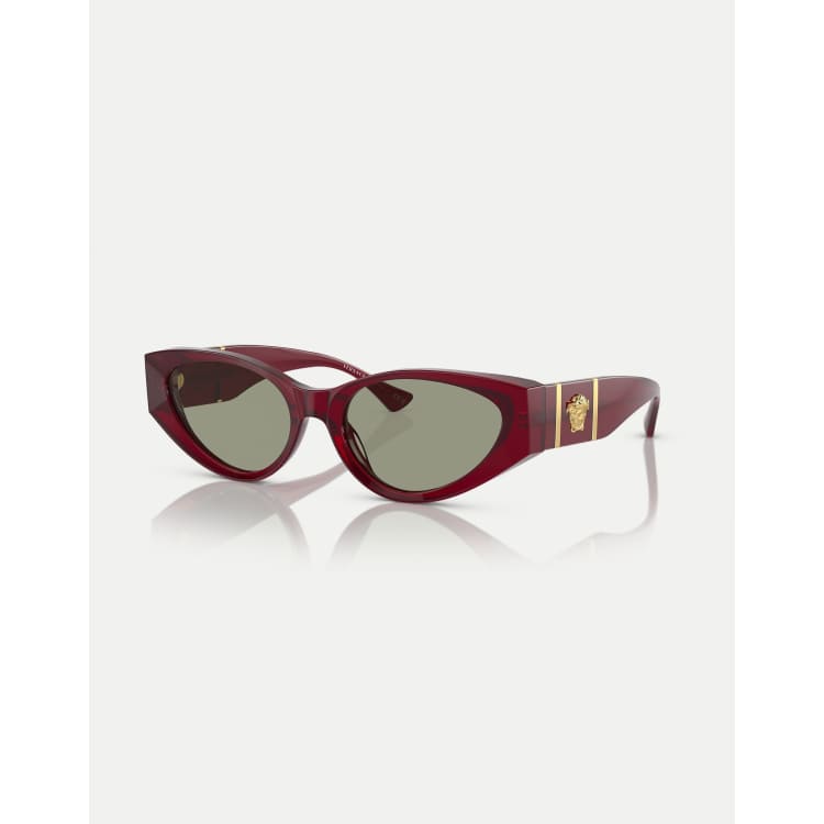 Versace ve4454 cat eye sunglasses in red with green lens in  display picture 2