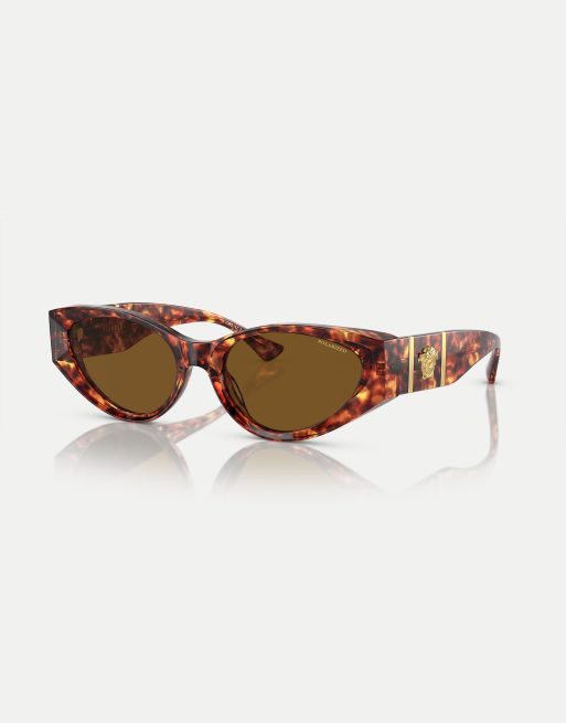 Versace – Ve4454 – Polarisierte Cateye-Sonnenbrille in Dunkelbraun mit Schildpattoptik und Gläsern in Braun