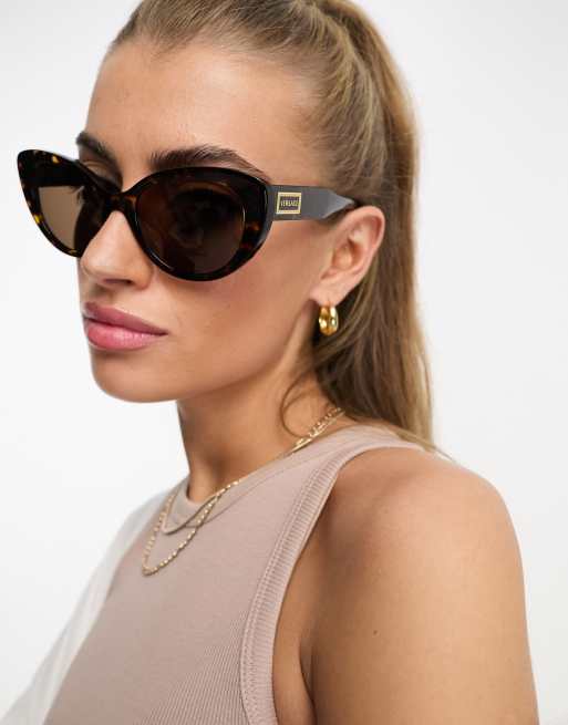 Versace womens cat eye sunglasses in brown | ASOS