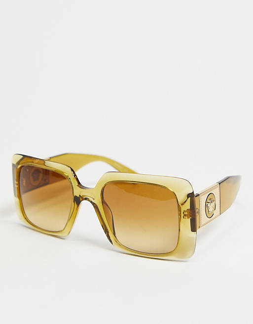 Versace womens oversized square sunglasses in beige 0VE4405