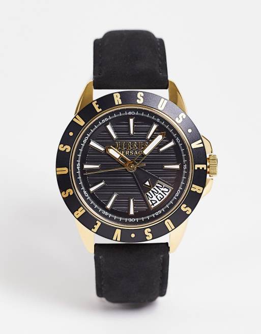 Versus Versace - Horloge met zwarte wijzerplaat en zwart bandje