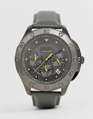 Versus Versace - Simon's Town VSP060318 - Gunmetal horloge met leren bandje-Grijs