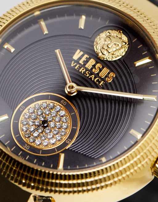Versus Versace Star Ferry Horloge in zwart en goud ASOS