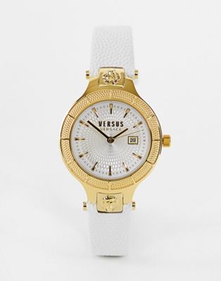 Versus Versace white dial and white real leather strap watch