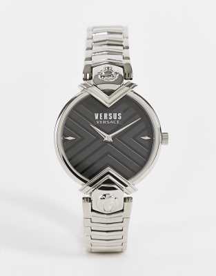 Versus Versace - Zilveren armbandhorloge met zwarte wijzerplaat | ASOS