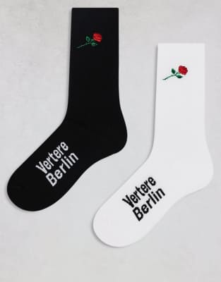 Vertere Berlin 2 Pack Embroidered Rose Socks