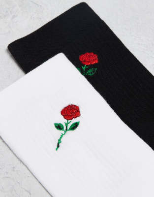 Shop Vertere Berlin 2 Pack Embroidered Rose Socks