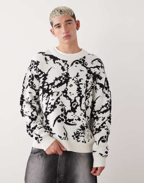 Vertere Berlin - Delta - Gebreide trui in beige met zwart ontwerp - view 1