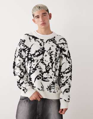 Vertere Berlin - Delta - Pull en maille à motif intégral - Beige et noir-Neutre