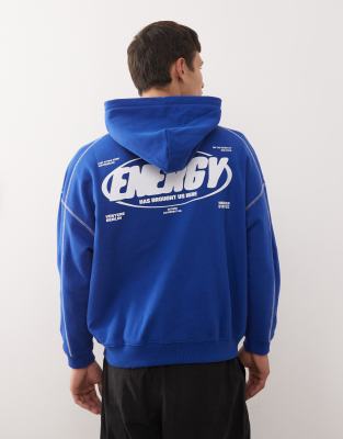 Vertere Berlin Vertere Berlin energy oversized pullover hoodie in cobalt blue with back print