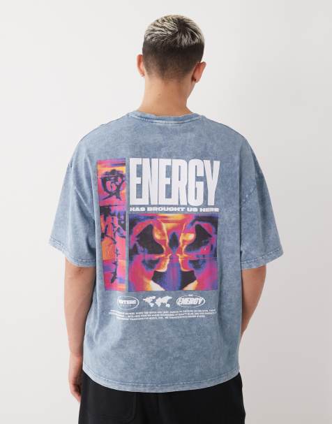 Vertere Berlin Energy oversized T-shirt in washed gray with back print - view 1