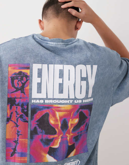 Vertere Berlin – Energy – Sprany szary T-shirt oversize z nadrukiem na plecach, 5 z 5