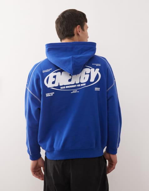 Vertere Berlin - Energy - Sweat à capuche oversize à enfiler avec imprimé au dos - Bleu de cobalt - view 1