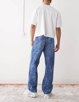 VERTERE BERLIN GEO PATTERN BAGGY FIT JEANS 