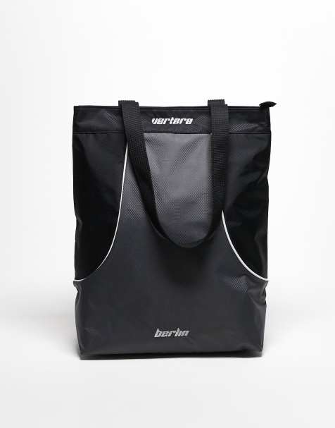 Vertere Berlin logo contrast panel tote bag in gray and black - view 1