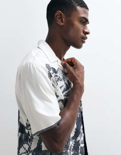 Vertere Berlin Morph viscose shirt in cream and black - view 1