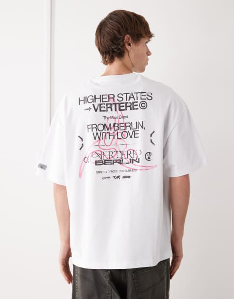 Vertere Berlin – Vit t-shirt i oversize med Higher States-tryck baktill - view 1