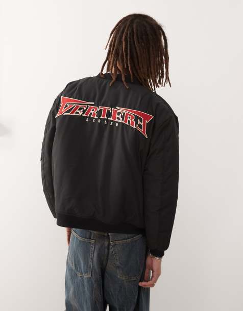 Vertere Berlin – Wattierte Bomberjacke in Schwarz mit Logo-Stickerei - view 1