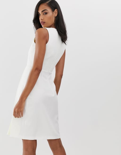 Vesper – A-Line-Kleid mit Einsatz in Weiß und Gelb, 2 von 4