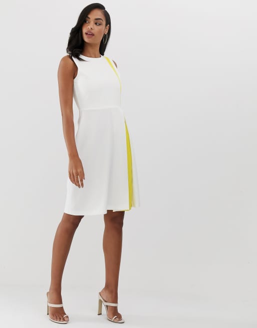 Vesper – A-Line-Kleid mit Einsatz in Weiß und Gelb, 4 von 4