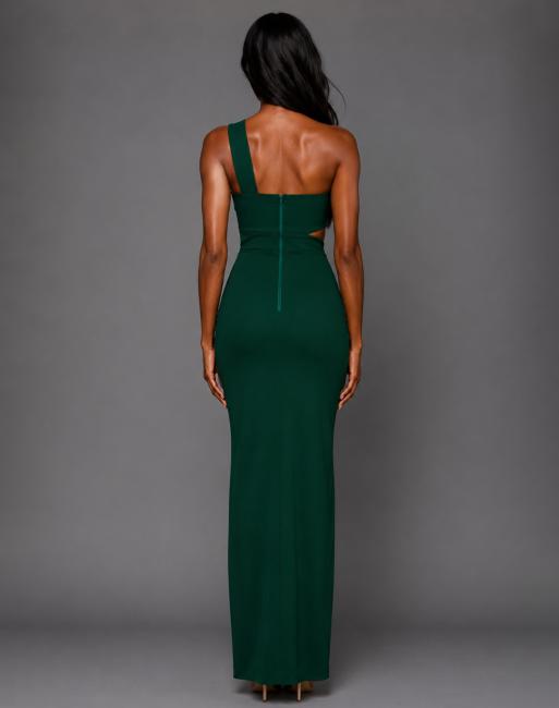 Vesper Asymmetrical maxi dress in forest green, 2 of 4