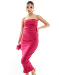 Vesper bandeau midi dress in fuchsia-Pink