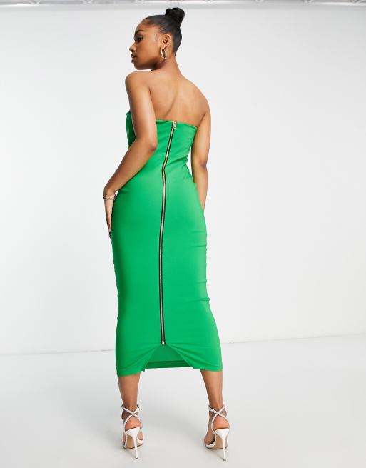 Vesper bandeau midi dress in green | ASOS